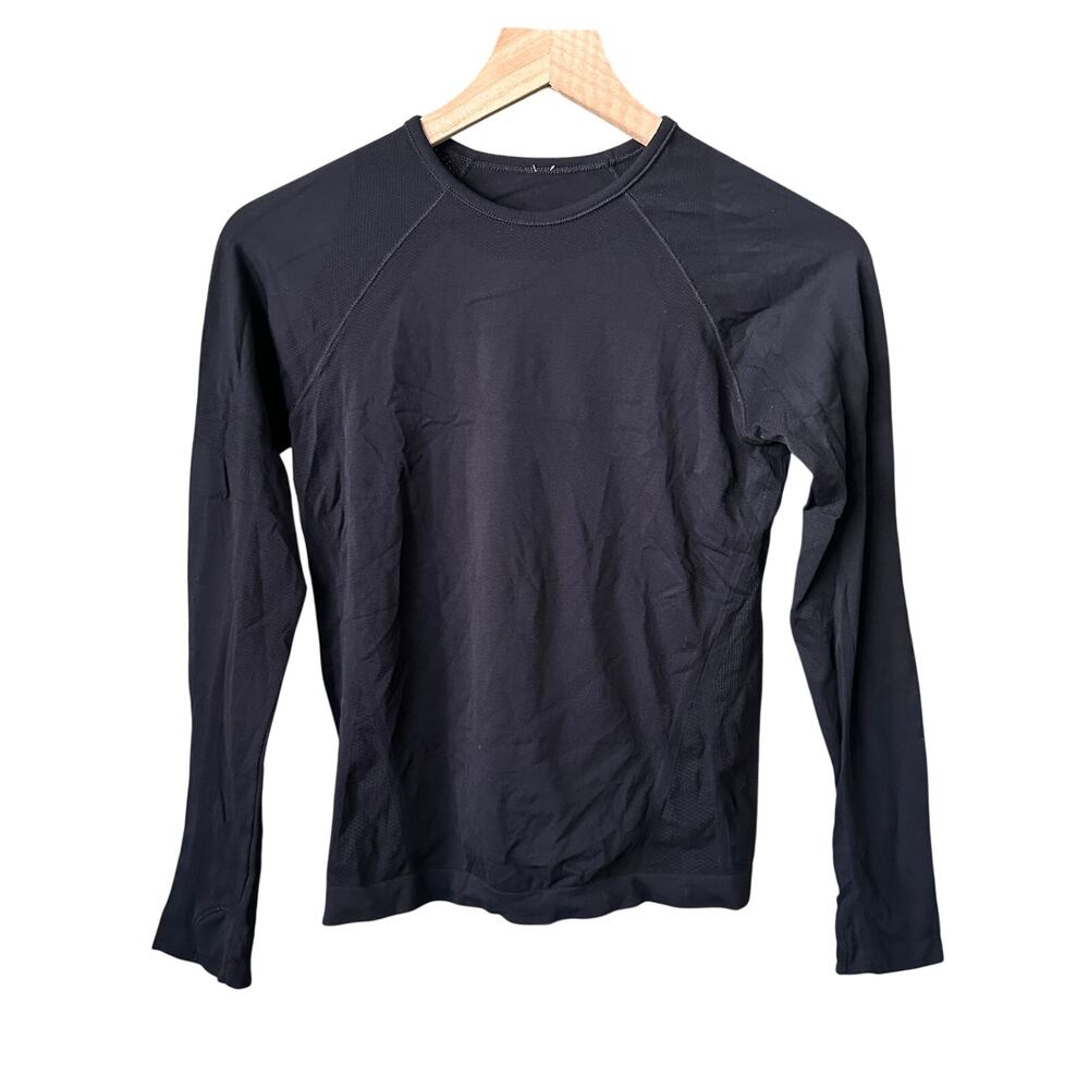 Athleta Black Seamless Momentum Long Sleeve Top Small Womens